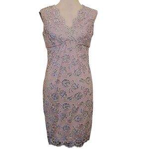Lilac Silver Lace Cocktail Sheath Formal Cocktail Marina ModCloth Dress Fairy